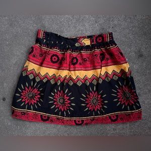 100% Cotton Red Black Yellow Tribal Pattern Skirt